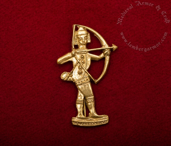 Primitive Archery Pin, Gold Plated, 1.25 Inches, 100% Handmade In - Foto 10