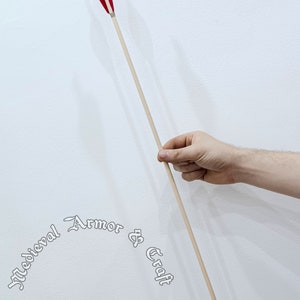 Red wooden arrows for traditional and medieval archery. Linden arrows with authentic shaft and natural feathers image 9