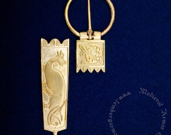 Medieval casting belt set, replica late 14th century, France. Suitable for a strap width of 30 mm