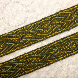 Tablet-woven belt, a pattern inspired by detail coat Roger II of Sicily, 12th century.  Custom order with the use of 30 tablet cards. Khaki.