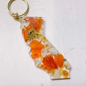 Resin wildflower California keychain