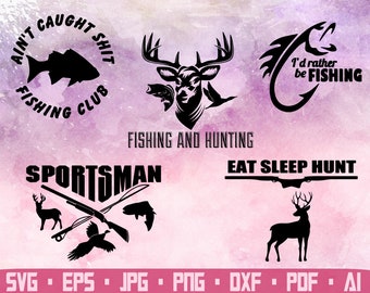 Hunting fishing svg | Etsy