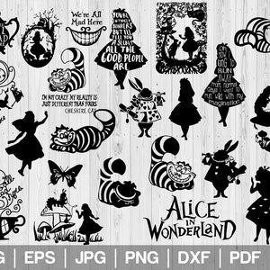 24 Alice SVG Bundle Alice SVG Wonderland Princess SVG Clipart Alice Cut File Alice Quotes Instant Download