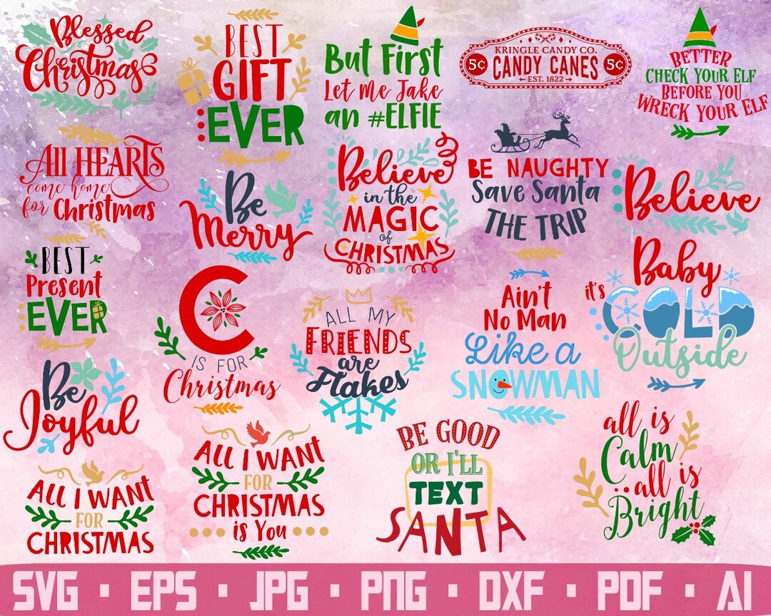 20 Christmas Bundle Christmas Bundle Svg Christmas Svg Santa Svg Merry ...