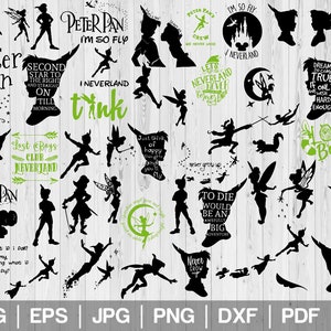 50 Mega Bundle Peter Pan SVG PNG Cut File Vector Silhouettes Printable Clip arts Instant Download DXF