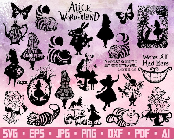 Alice Mad Hatter Wonderland Disney Alice Silhouette Tea Party Etsy