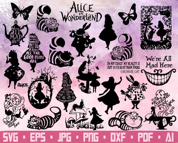 Alice Mad Hatter Wonderland Disney Alice Silhouette Tea Party Etsy