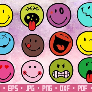 12 rostos de Emoji Emoji svg Rostos de Emoji Emoji clipart Emojis png Cara sorridente svg Cara feliz svg Cara sorridente clipart Feliz svg