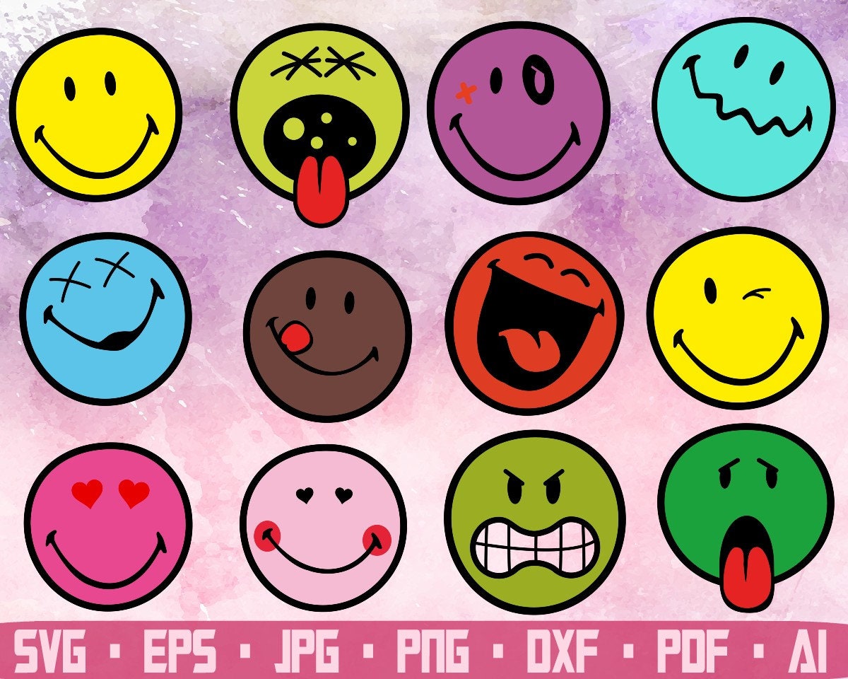 12 Emoji Faces Emoji Svg Emoji Faces Emoji Clipart Emojis Png Etsy