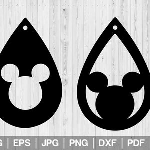 Earrings Mickey Gift Silver Jewelry Earrings Cutting Machine File Earring Cut File SVG File Cricut Jewelry DXF