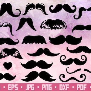 20 Mustache svg Mustaches svg Moustache cutting file Mustache clipart Mustache svg vinyl Mustache silhouette svg Clipart EPS PNG DXF