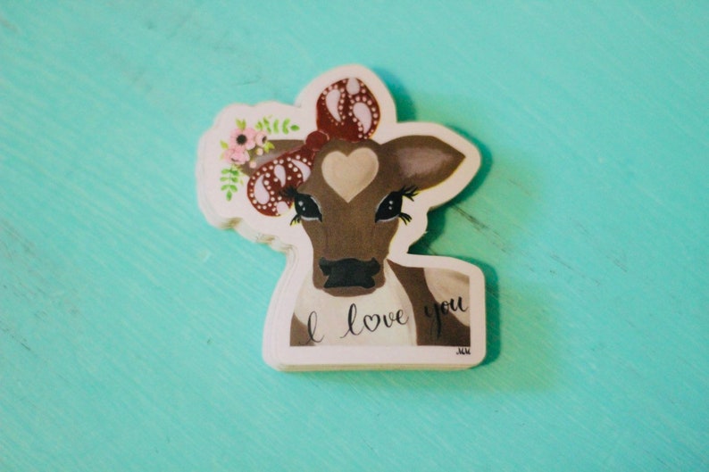 Baby Kuh Aufkleber Ich liebe dich Kalb Wasser | Etsy