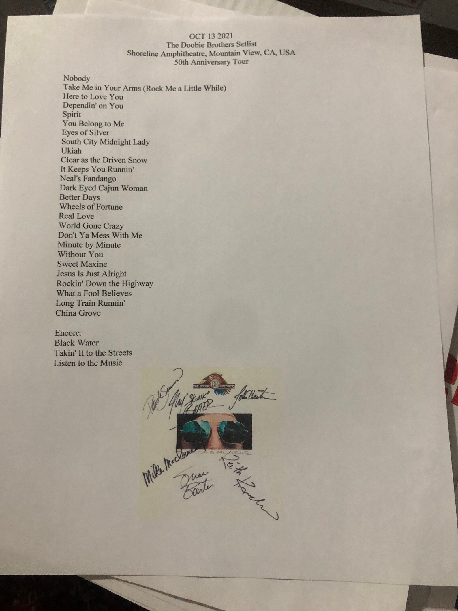 Doobie Brothers Setlist Reprint Autographs 2021 50th Etsy