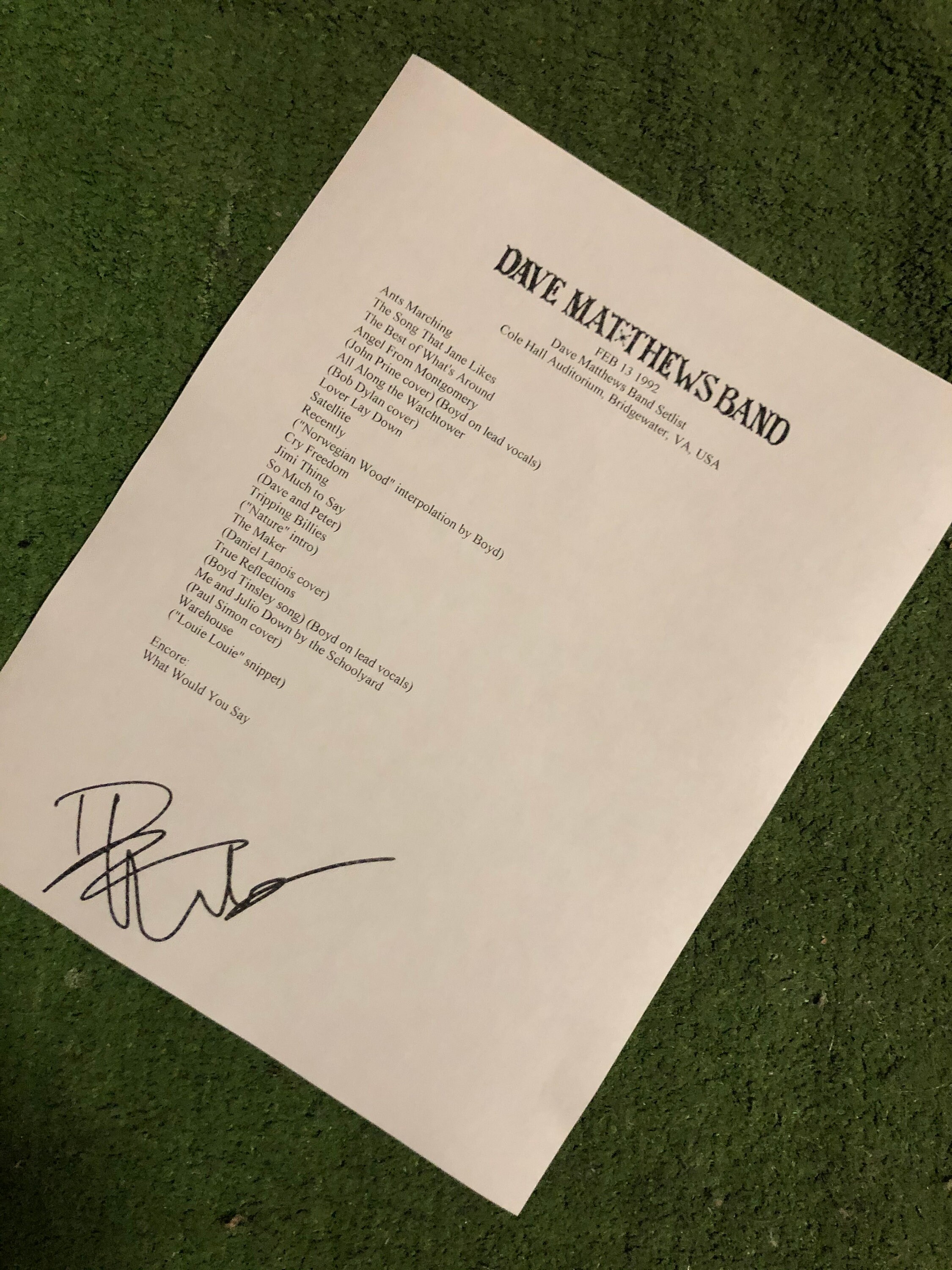 Dave Setlist