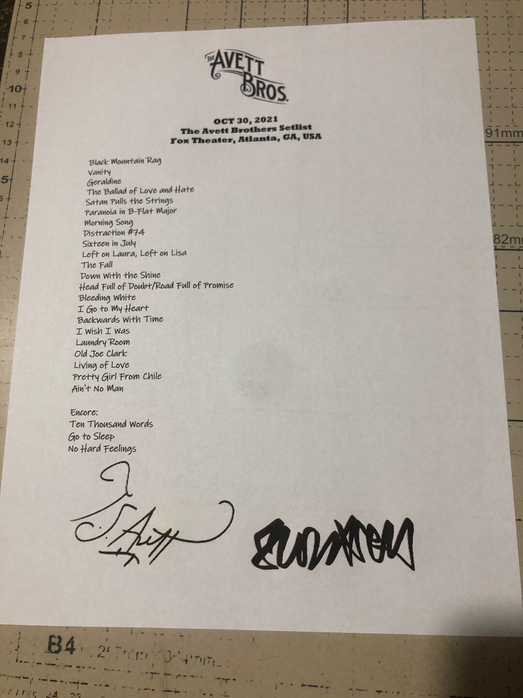 Avett Brothers Signed Setlist Reprint 2021 Fox Theater Etsy