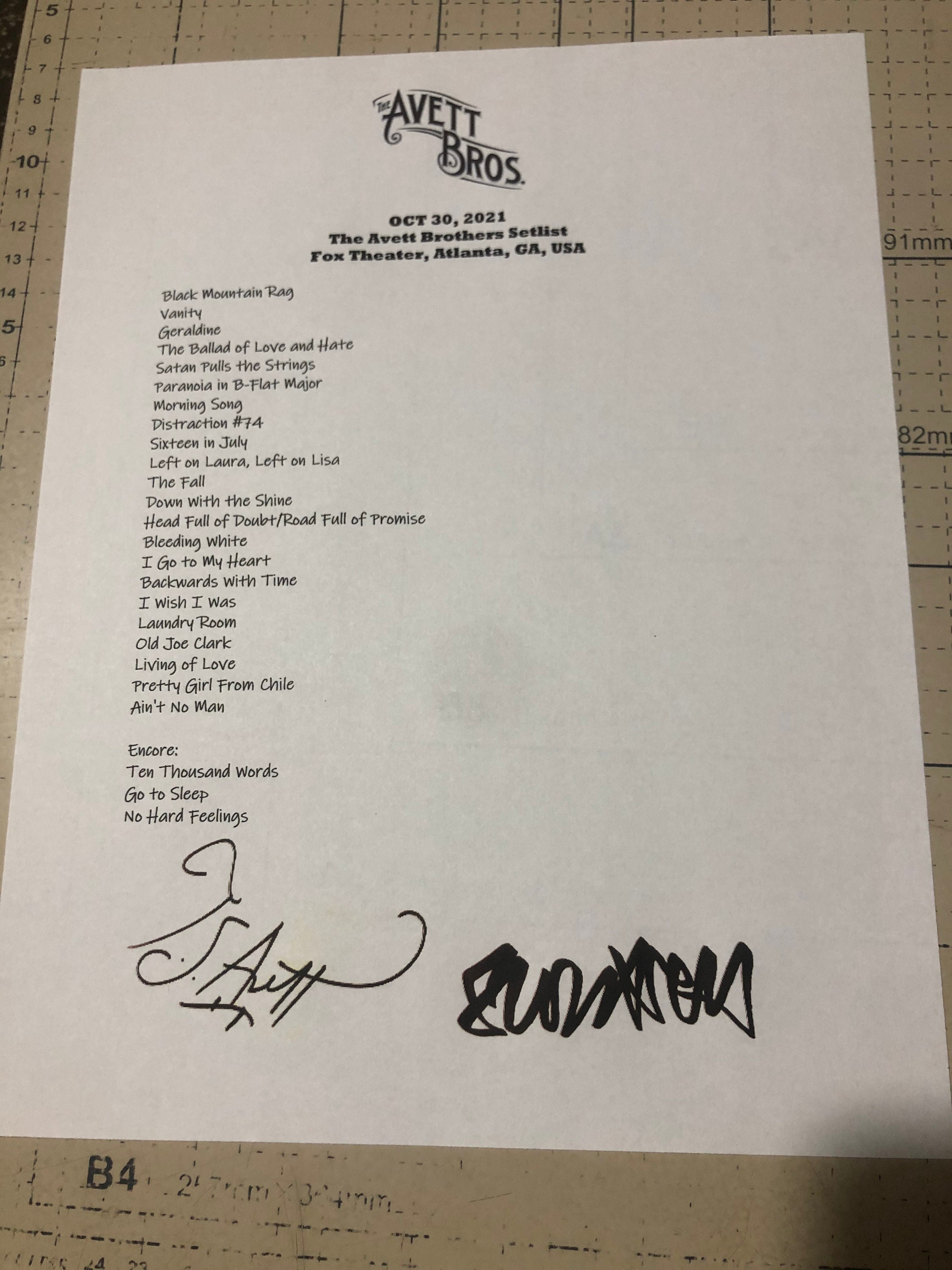 Avett Brothers Set List