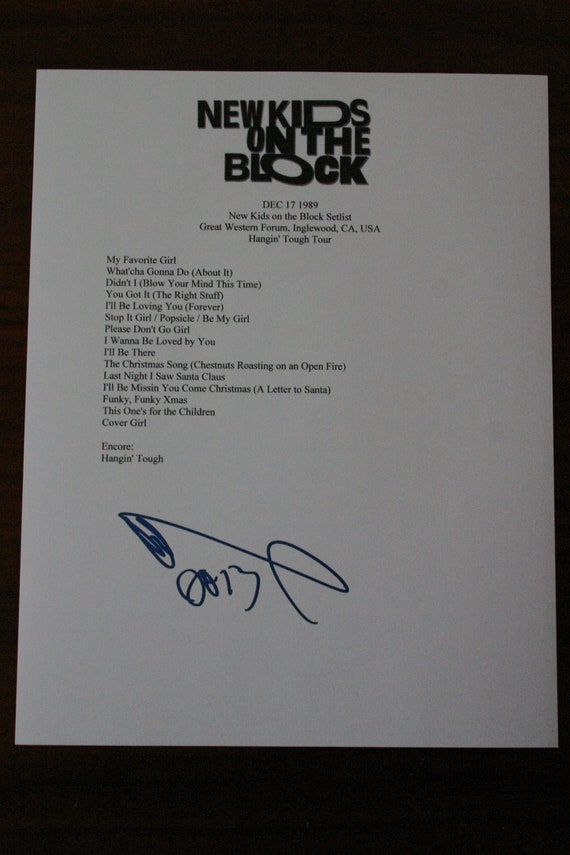 New Kids on the Block Signed Reprint Setlist With Donnie Etsy