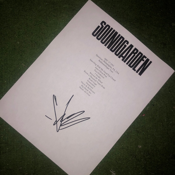 Soundgarden Chris Cornell signed setlist reprint from Badmotorfinger Tour 1991