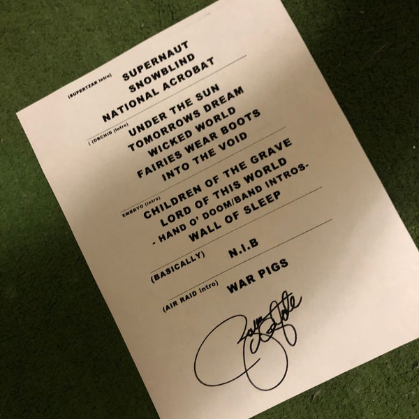 Zakk Wylde signed setlist reproduction