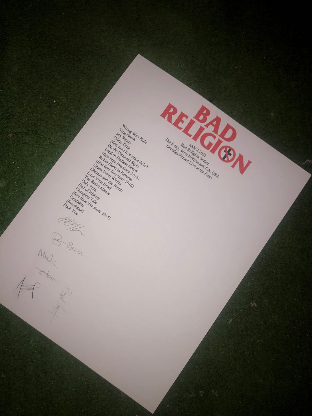 Bad Religion Setlist Decades 01022021 Autographed Reprint Etsy