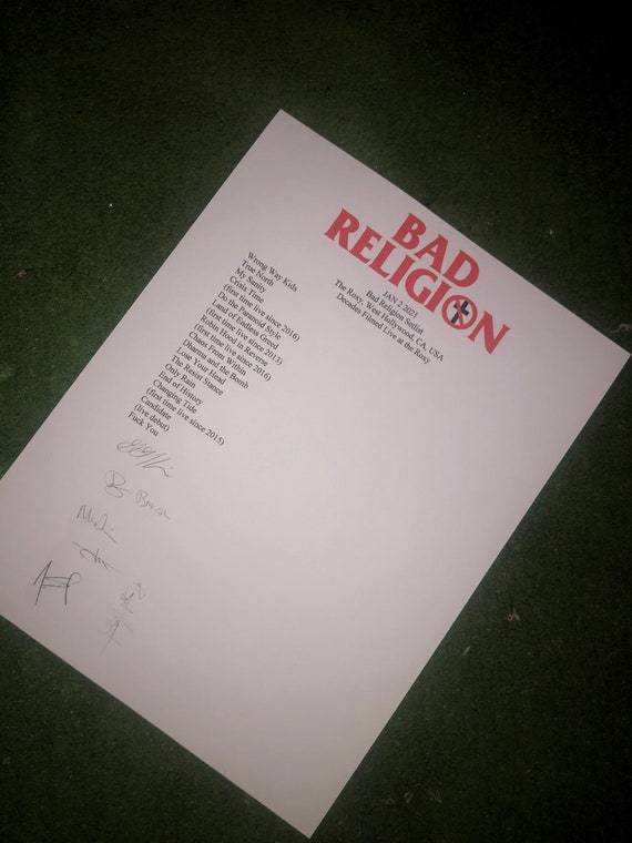 Bad Religion Setlist Decades 01022021 Autographed Reprint Etsy