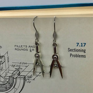 Compass Earrings with Silver Finish