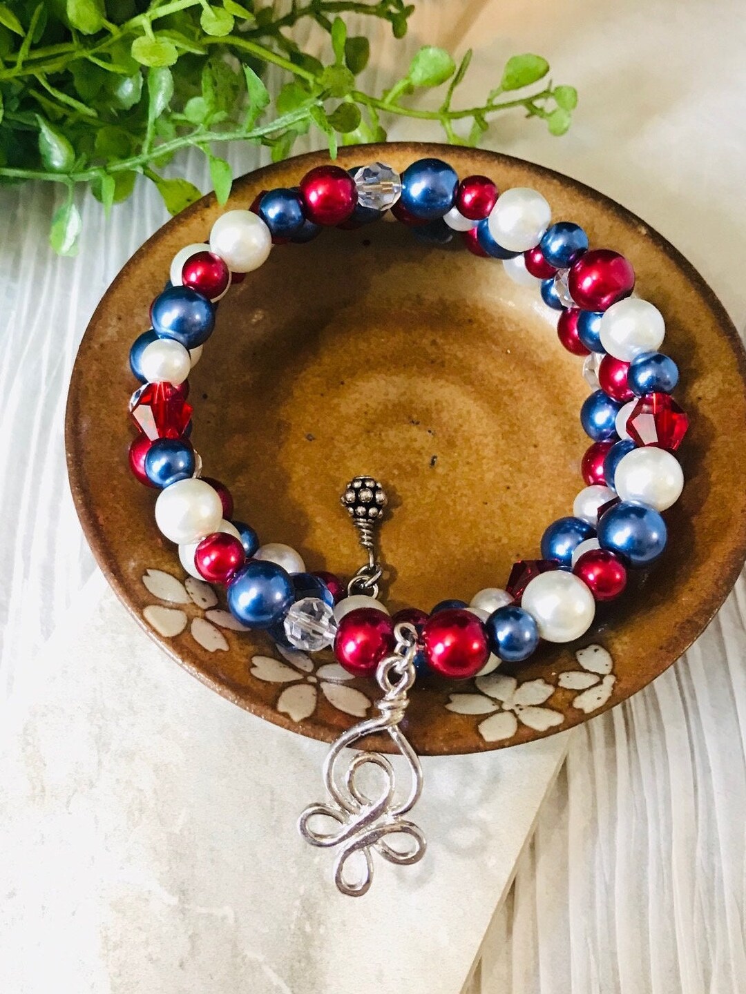 Red, White and Blue Wrap Bracelet Etsy