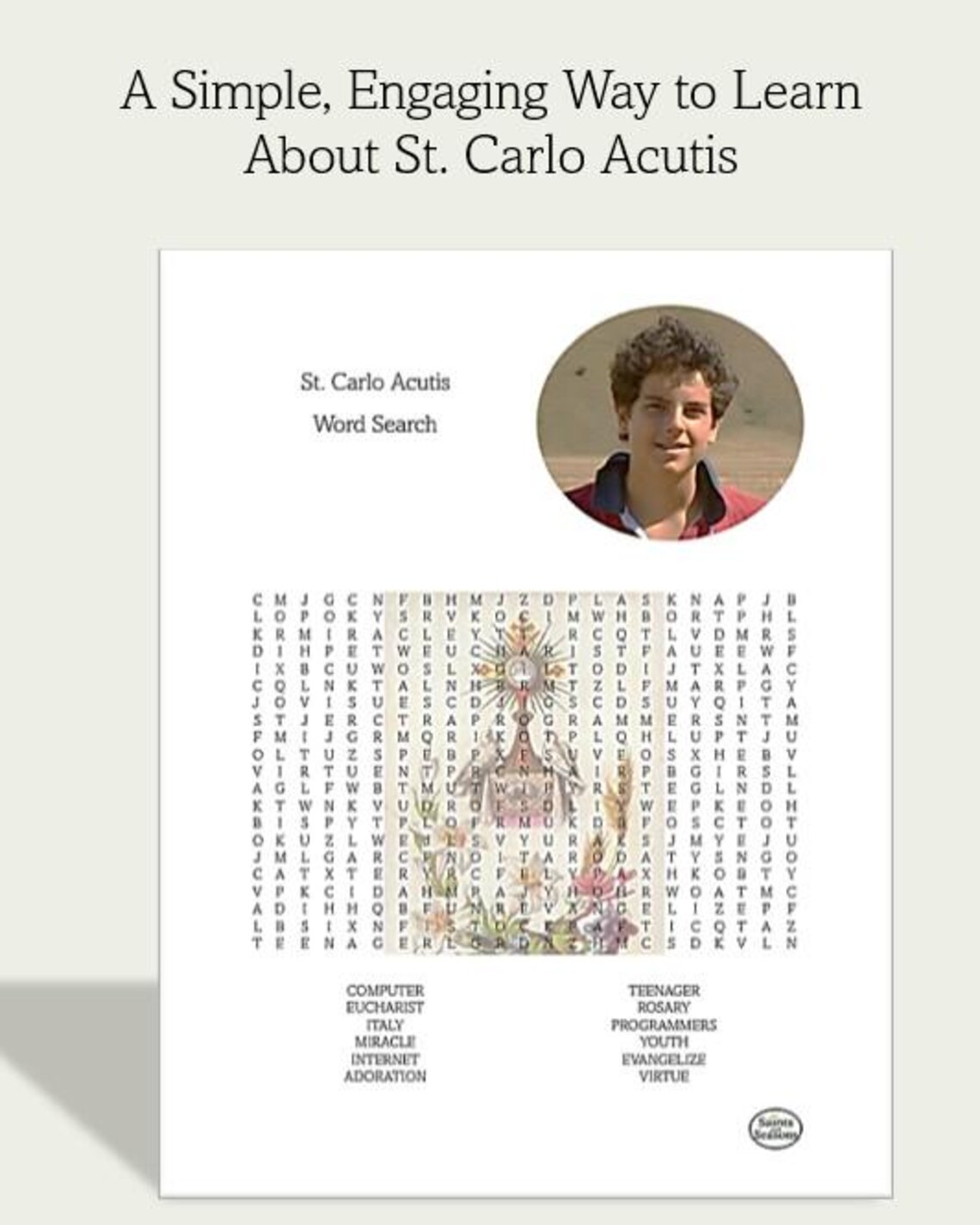 Catholic Saints Word Search Pack Printable Saint Activities for Kids ...