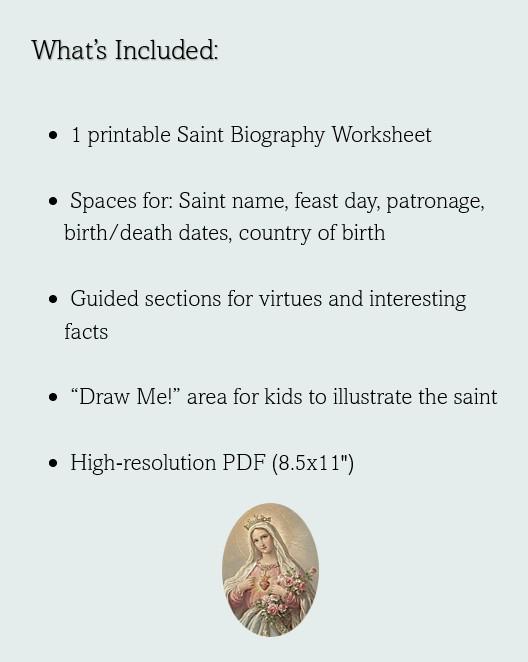 Saint Worksheet Little Saints Learning Printable | Catholic Worksheet for Kids ...
