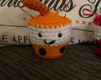 Boba Bubble Tea Ornament Crocheted