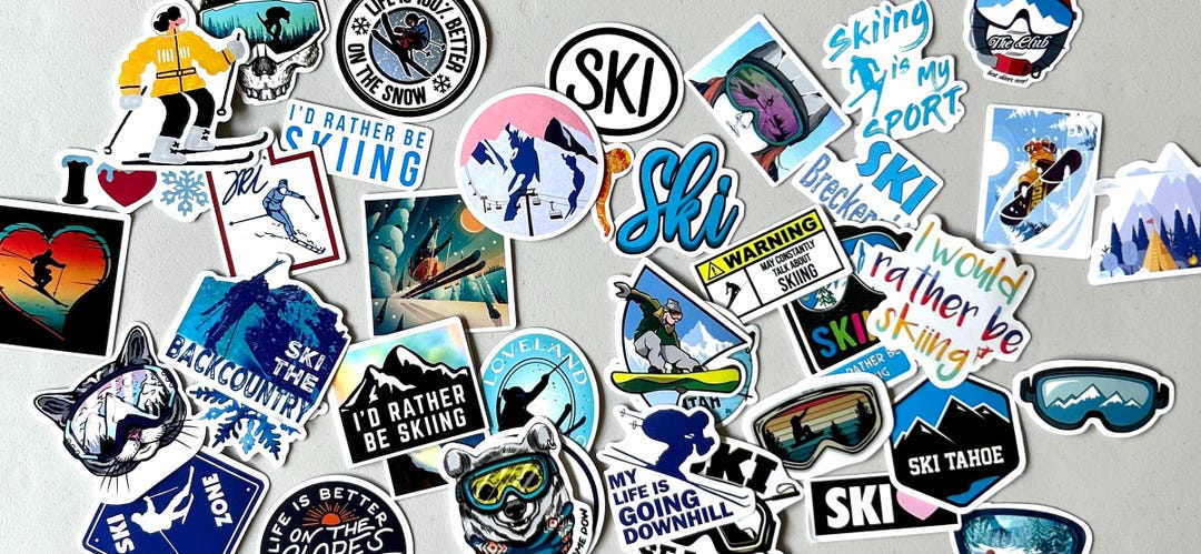 Skiing Stickers Choose Your Pack Size Happy Mail Waterproof Decal for ...