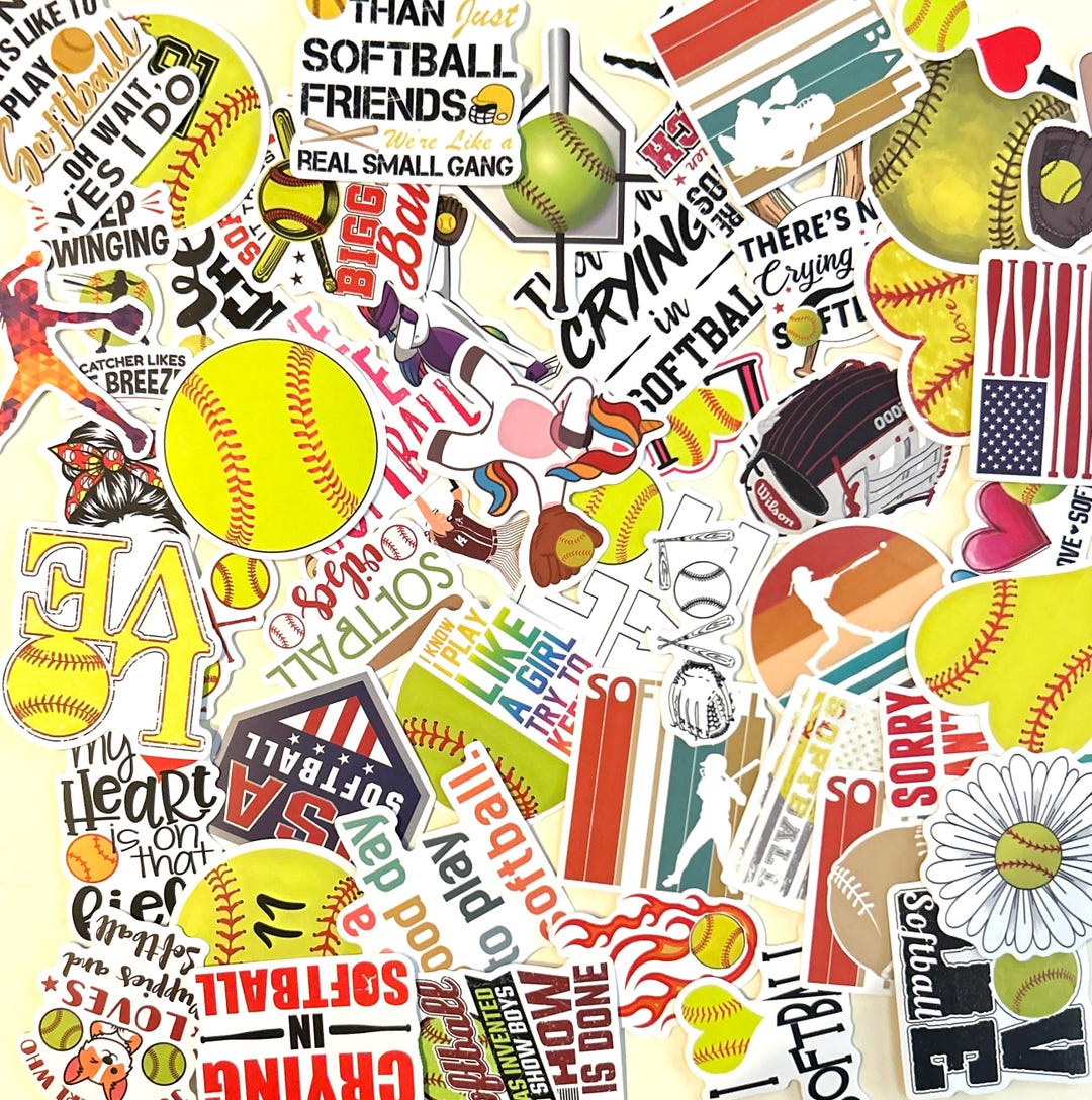 Sofball Ribbon Sticker Softball Stickers: Sporty Decals for Laptops and Phones - Etsy