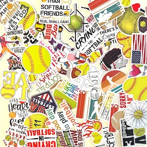 Softball Stickers: Water Bottle, Laptop Decals