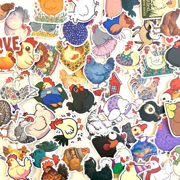 Cartoon Chicken Stickers: Farm Animal Decals for Laptops, Phones & Crafts