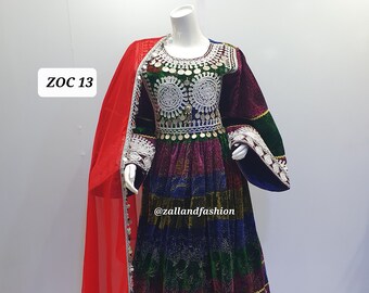 Afghan Kuchi design dress, charma embroidered long dress, Afghani dress for women, ethnic beautiful design