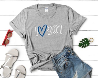 I Heart 901 Custom Design Tee SVG, Memphis, Memphis Tigers, 901, Custom Design, Fichier imprimé pour Cricut, PNG