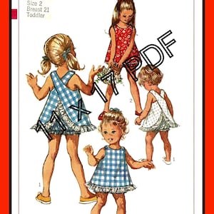 Girls Sleeveless TOP and BLOOMERS Toddler Child Size 2 Simplicity 8165 Vtg 1969 Sewing Pattern 11 x 17 PDF