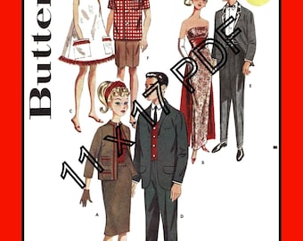 Patrón de ropa para muñeca adolescente de 11-1/2" y muñeca novio de 12" Butterick 2519 Vtg 1963 PDF 11 x 17 Manualidades de costura