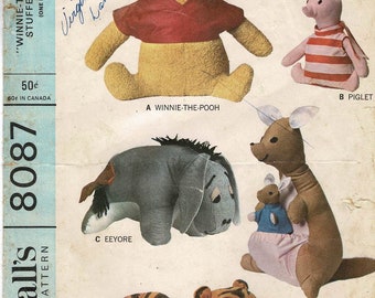 McCall's 8087 Disney Winnie the Pooh Tigger and friends Vintage 1968 Craft Sewing Pattern PDF