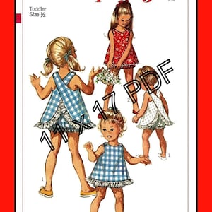 Girls Sleeveless TOP and BLOOMERS Toddler Child Size 1/2 (6mos) Simplicity 8165 Vtg 1969 Sewing Pattern 11 x 17  PDF