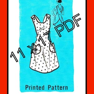 Patrón de costura para delantal de los años 50, cobertura completa, pedido por correo 9017 (PDF de 11 x 17 pulgadas)