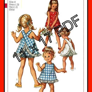 Girls Sleeveless TOP and BLOOMERS Toddler Child Size 4 Simplicity 8165 Vtg 1969 Sewing Pattern 11 x 17 PDF