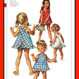 Girls Sleeveless TOP and BLOOMERS Toddler Child Size 2 Simplicity 8165 Vtg 1969 Sewing Pattern PDF