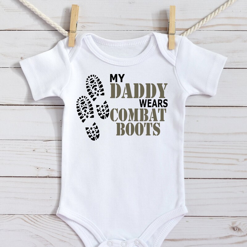 My Hero Wears Combat Boots Baby Bodysuit - Military Themed Onesie For Infants