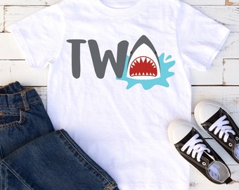 Shark Birthday TWO t-shirt,2nd birthday Shirt, Shark Birthday,  personalized,  birthday, shirt, t-shirt, second birthday