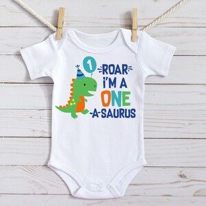 Dino ONE Birthday Onesie® , Dinosaur 1st birthday, One-a-saurus Bodysuit, Sublimation, personalized