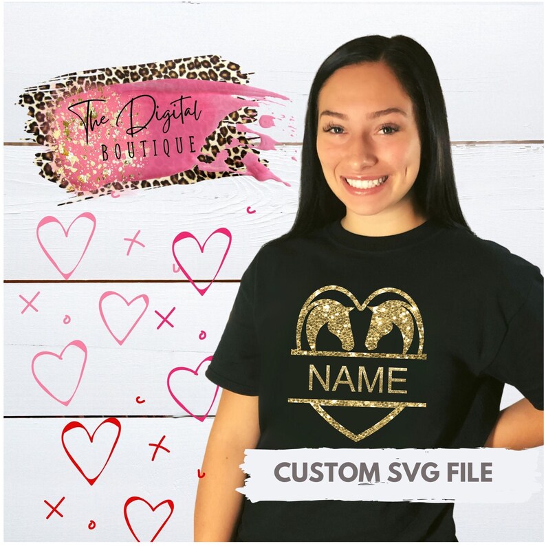 Love Horse Heart Horses SVG Horse Split Name Frame SVG Horse Etsy