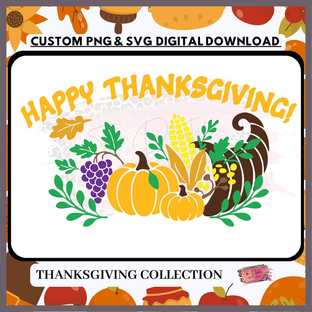 Thanksgiving Cornucopia SVG: Fall Harvest Design (digital Download) - Etsy