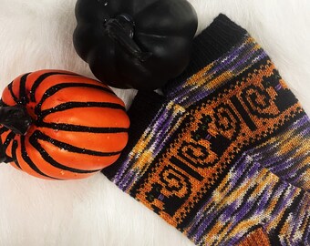 Halloween Cat Knit Sock Pattern