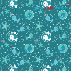 Finn loves Annie Jersey children&#39;s fabric whale friends 0.5m x 155cm
